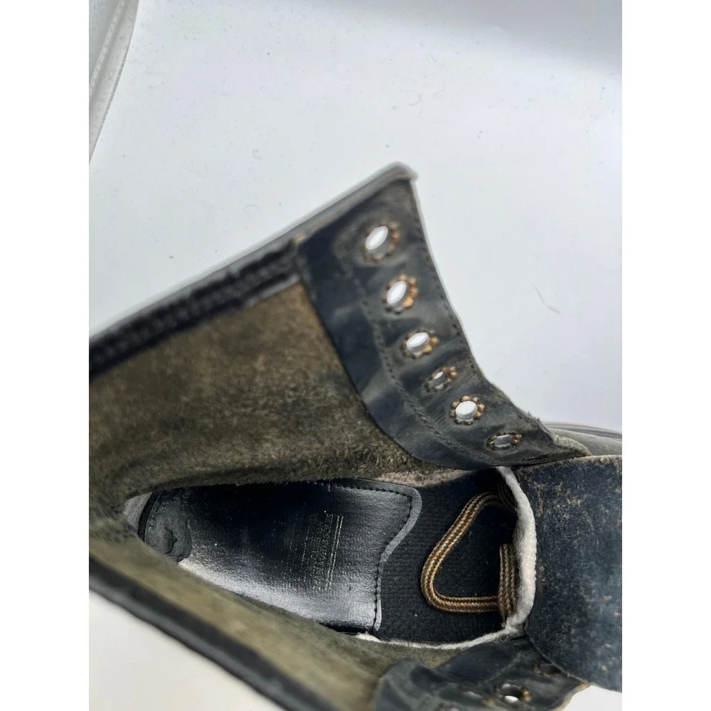 Vintage Dr Martens England Black Leather Square Toe Platform Boots Mens 8.5-9